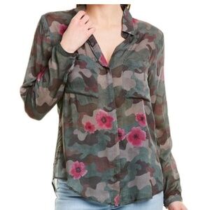 Cloth & Stone for Anthropologie sz Med camo floral button up blouse